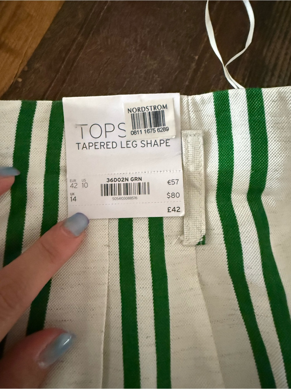 Nordstrom Green and White Striped Tapered pants